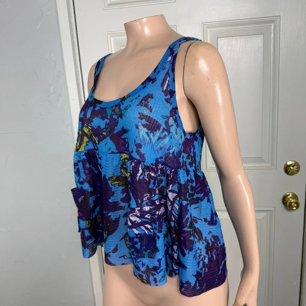Vintage Y2K Free People Shirt XS Cotton Tank Top Babydoll Ribbed Scoop neck N20